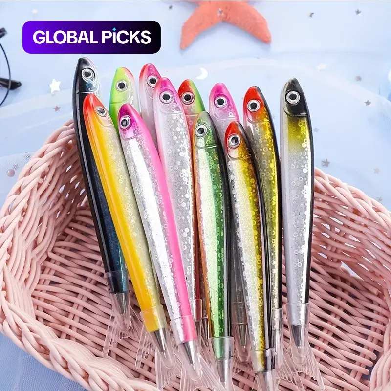 3/5/10pcs Whimsical Fish-Shaped Ballpoint Pens, Aesthetic Pens, Cool Pens, Novelty Pens, Ocean-Themed Writing Pens, Ballpoint Pen Set, School Supplies Gift for Angling Enthusiasts Christmas, Birthday Gifts Office & Study Supplies #GLOBAL PICKS