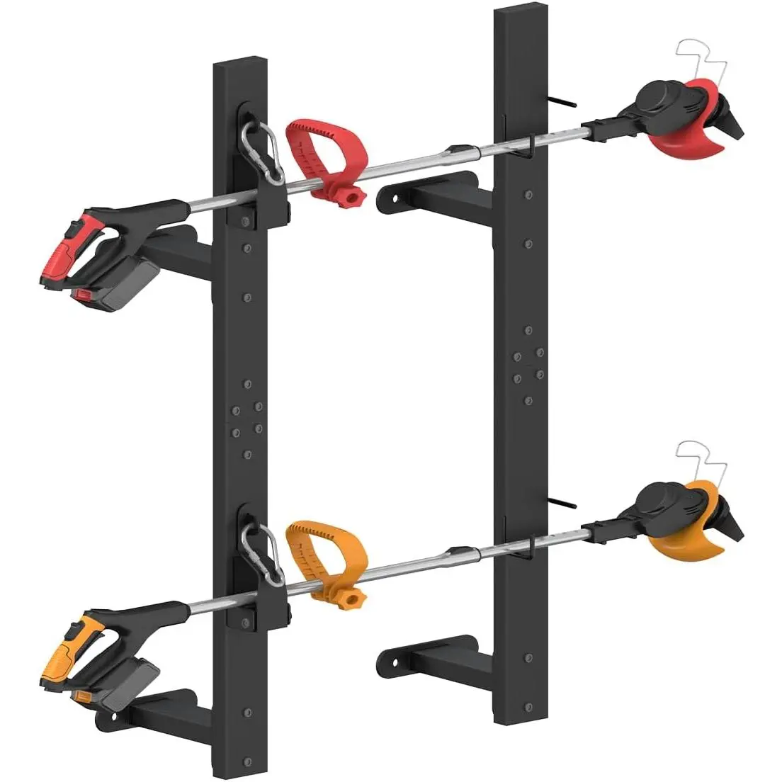 Weed Eater Rack for Enclosed Trailer, 2 Place with Lockable Hasp | Open Trailer Weedeater Racks Hanger, Trimmer Rack Holder Wall Mount on Landscape Trailer Bed for Enclosed Trailer Accessories