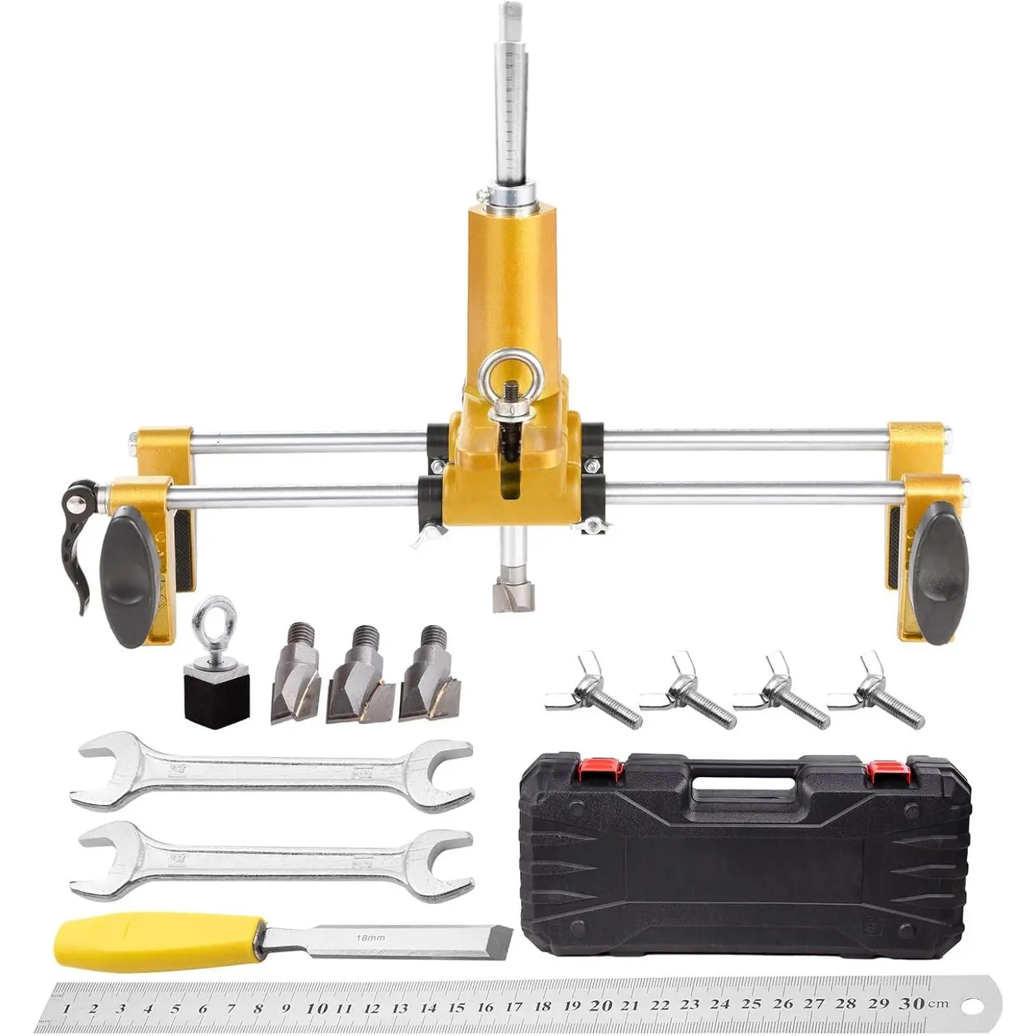 Door Hole Drilling Kit| High Efficiency Mortise Jig Tool with 3 Drill Bits - Precise Slotting Mortiser Quick Wooden Doors Lock Installation Kit