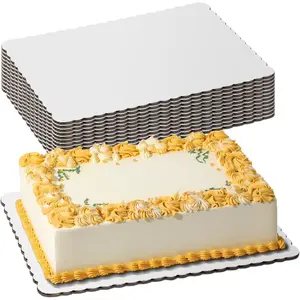 20 Pack 14x10 Rectangle Quarter Sheet Cake Boards, Disposable White Cardboard Food Bottoms for Pizza Desserts and Pastries, Grease Proof and Moisture Resistant