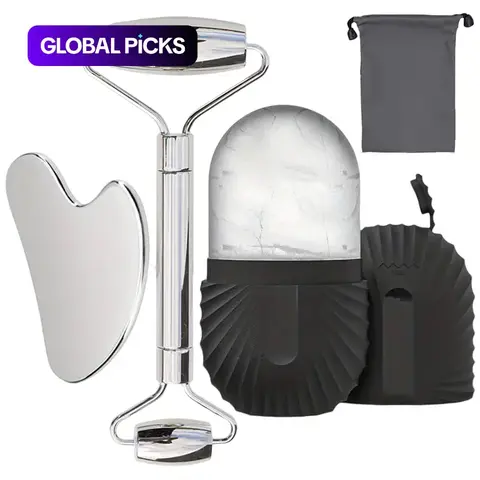3 in 1 Facial Massage Care Set, 1 Set Stainless Steel Ice Face Roller & Scraping Set, Facial Care Tool for Lifting, Shaping, and Massage #GLOBAL PICKS