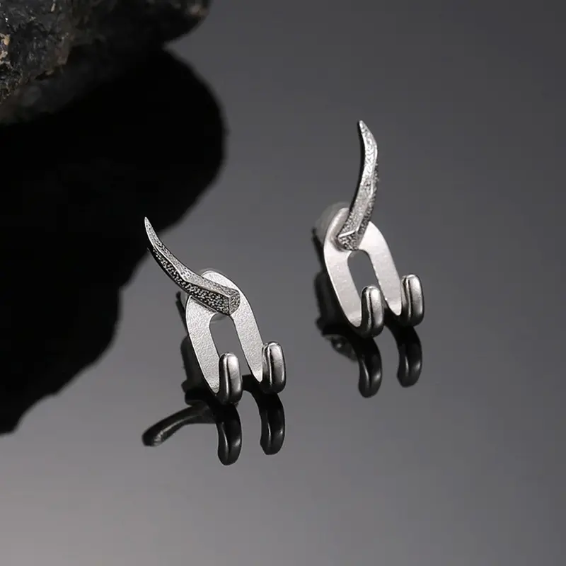 New Punk Earring For Men Detachable Dual Purpose Stud Earrings Prong Ear Charms Fashion Jewelry