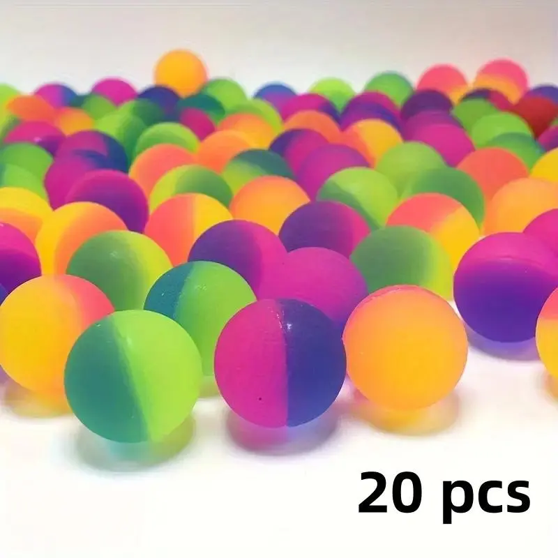 20 Piece Colorful Rainbow Bouncy Balls, Perfect for Birthday Party Gifts, Carnival Prizes, Halloween Christmas Presents