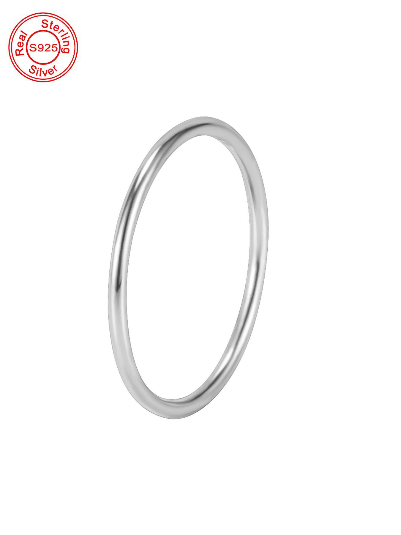 S925 Sterling Silver Simple Plain Ring, Fashion Accessories for Women & Girls, Trendy All-match & Exquisite Jewelry for Birthday Gift, Dainty Ring, Band Rings, Elegant Ring
