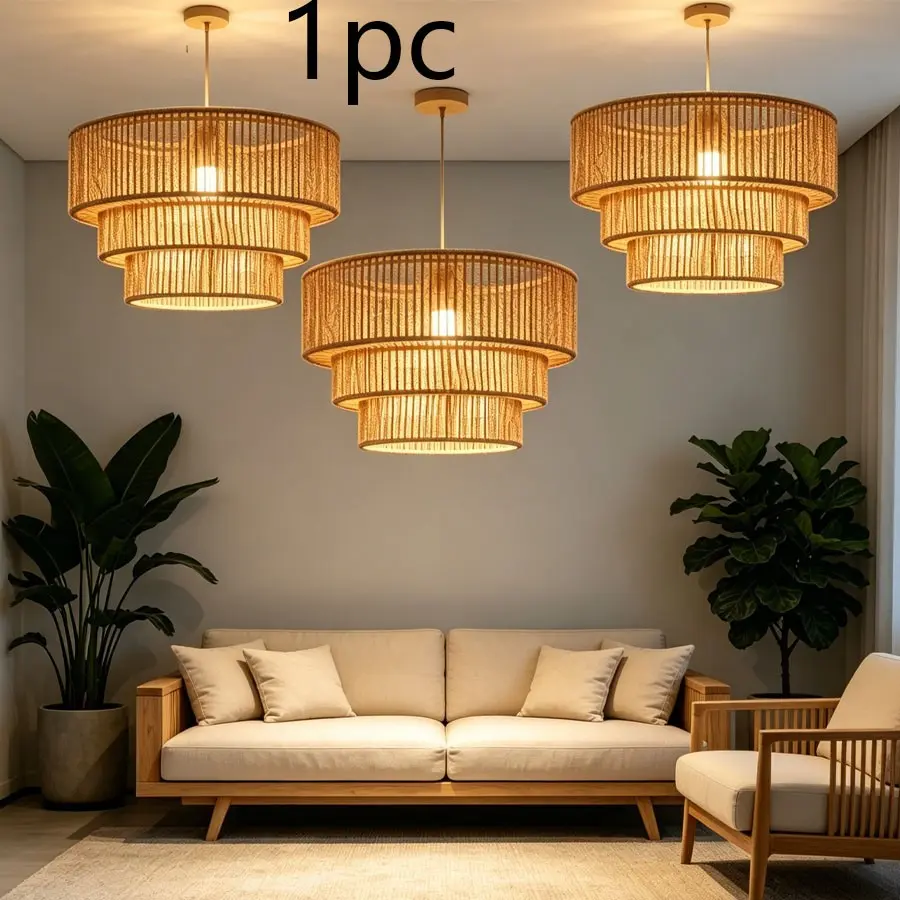 Handmade Three-Layer Pendant Light Shade, E26/e27 Base, Suitable for Home Bedroom Kitchen Living Room Restaurant Cafe, Home Decor Lighting, No Bulb Included