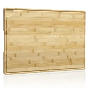 Extra Large Wood Cutting Board 24x16 Inch Big Wooden Chopping Board for Kitchen Meat Cheese Charcuterie Board Serving Tray with Deep Juice Groove Built in Handles Heavy Duty Slat Base Block for Butcher Countertop