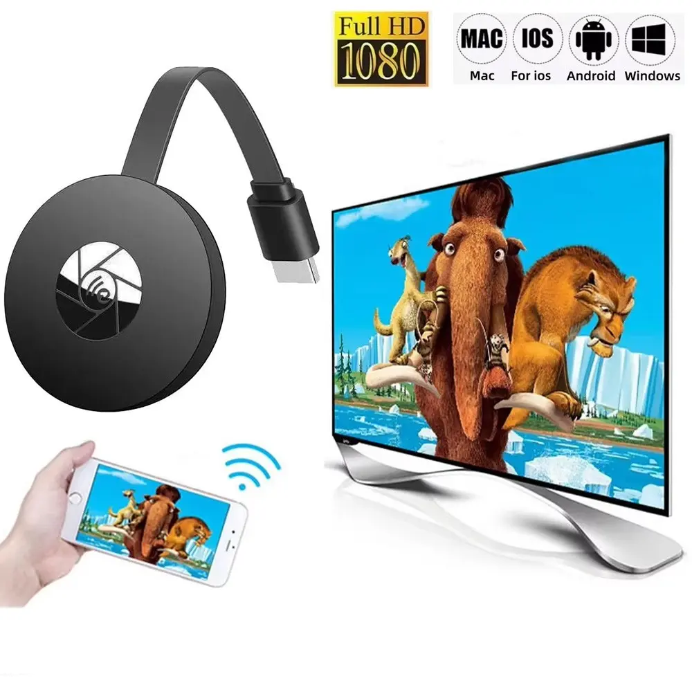 Wireless HDMI Adapter, HDMI Transmitter Receiver, 1080P Screen Mirroring Receiver, WiFi Streaming Device, Compatible with iOS, Android, Tablets, Laptops, Tvs, Projectors
