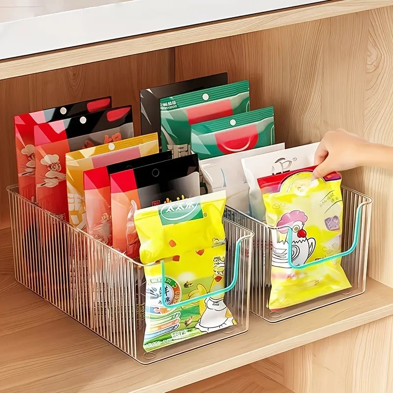 1/2PCS Kitchen Seasoning Storage Box, Dustproof Organizer Boxes, Large 4-grid Transparent Organizer Removable Divider Adjustable Combination Space-saving Countertop Cabinet Fridge Bin Durable Condiment Packet Jar Sorting Holder Kitchen Pantry