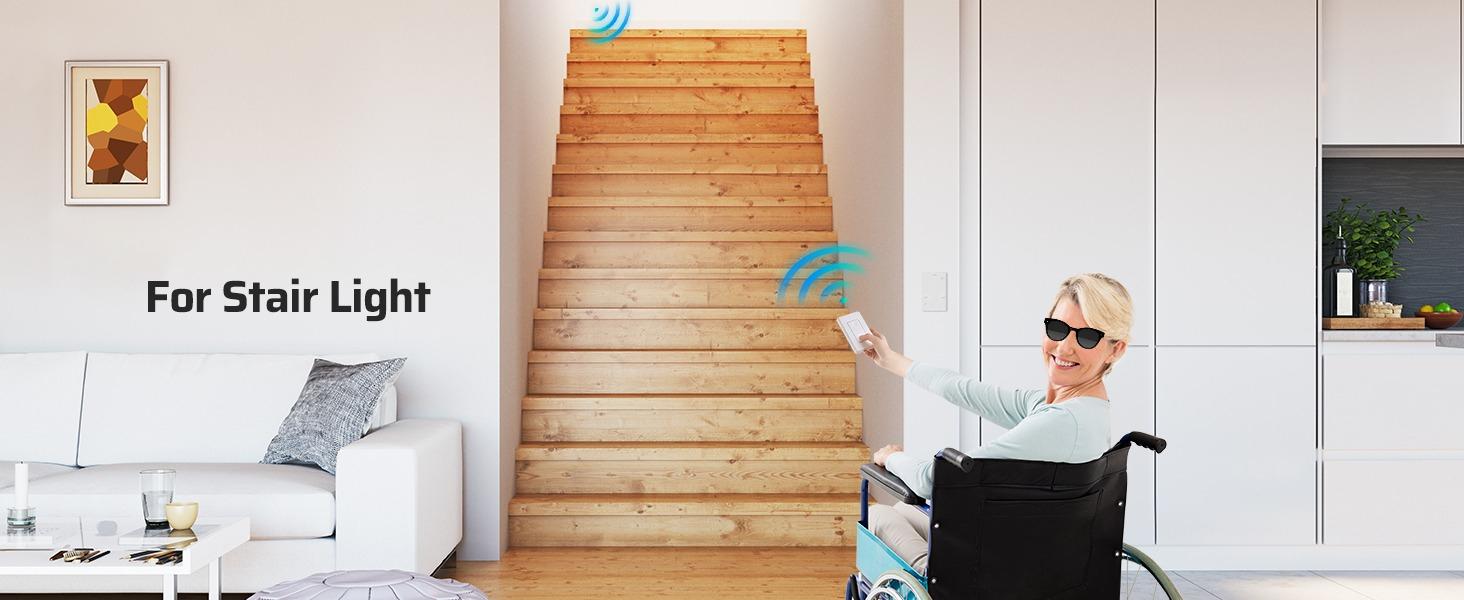 SQ-PNC004 Remote Control Light Bulb Socket, Wireless Light Switch for Pull Chain Light Fixture, Remote Light Socket E26 E27 Bulb Base with Wall Mounted Wireless Controller, No Wiring, ETL Listed