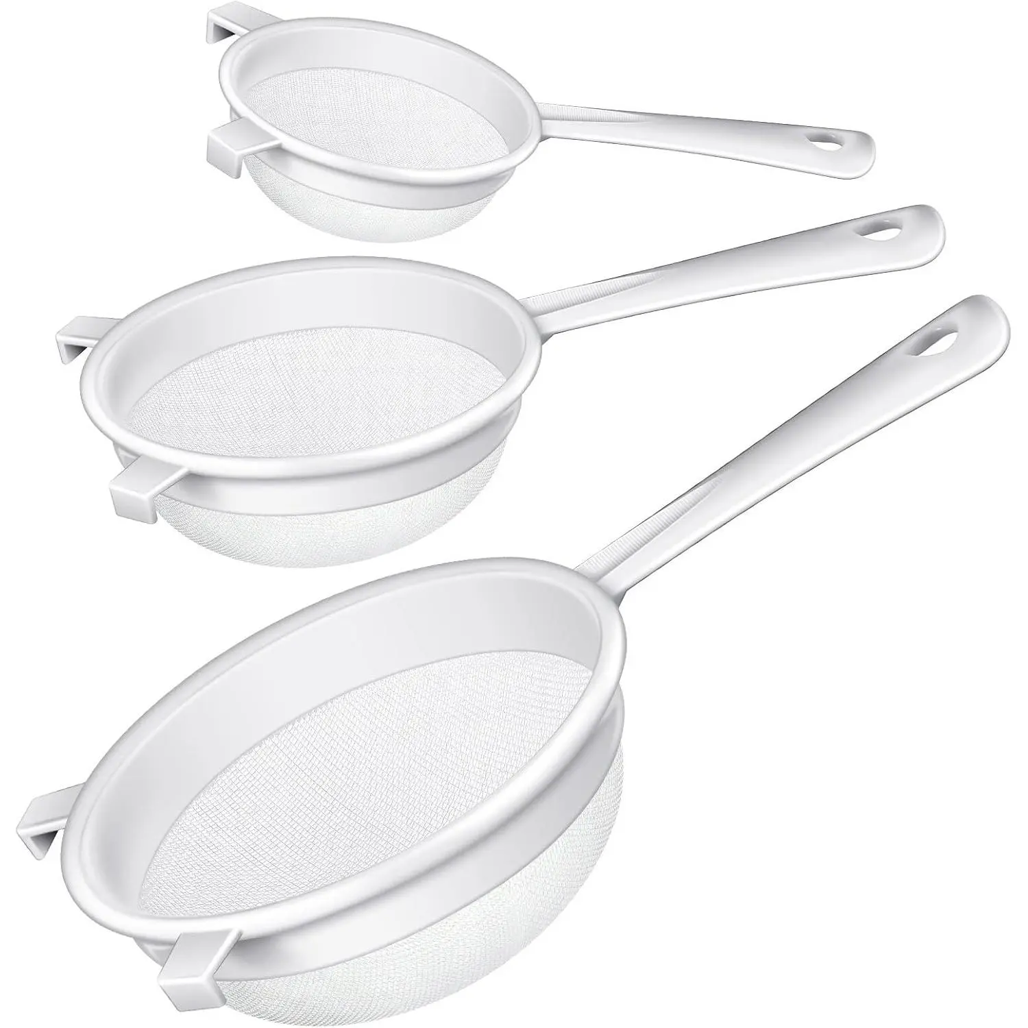 3 count Plastic Nylon Mesh Strainer Colander with Handle Double Ear Fine  Mesh Strainer Flour Sifter for Baking Kitchen Colander Sifter Kefir  Juice Pasta(3 Inch, 4 Inch, 5.5 Inch)