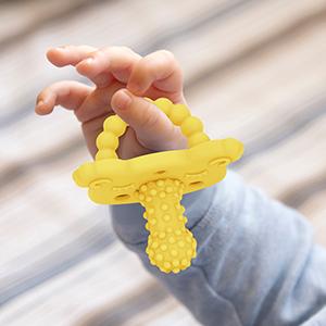 Silicone Teether Pacifier, Teething Toys for Teething Relief & Sensory Exploration, 6 Pack Grainy Textured Baby Pacifier – Food-Grade, BPA-Free, Easy to Hold, Dishwasher Safe, 3+ Months