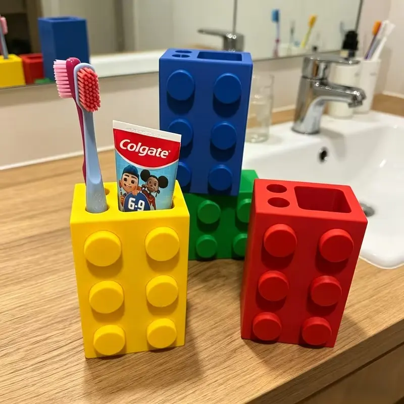 Creative Modular Toothbrush Holder, Nestable Bathroom Shelf Organizer, Multicolor Stackable Tray for Toothpaste and Accessories, Home Use