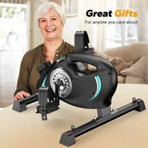 Silent Magnetic Mini Exercise Bike| The pedal moves smoothly without resistance| Includes 2 resistance bands and a non-slip mat| Home and office fitness equipment