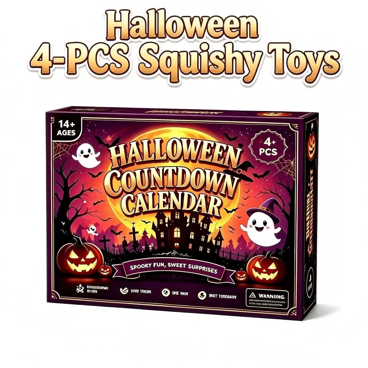 Halloween Squishy Set, 4/8 Pieces Mystery Soft Box Series, Stretchable Sensory Combo, Creative Stress Relief, Non-Edible