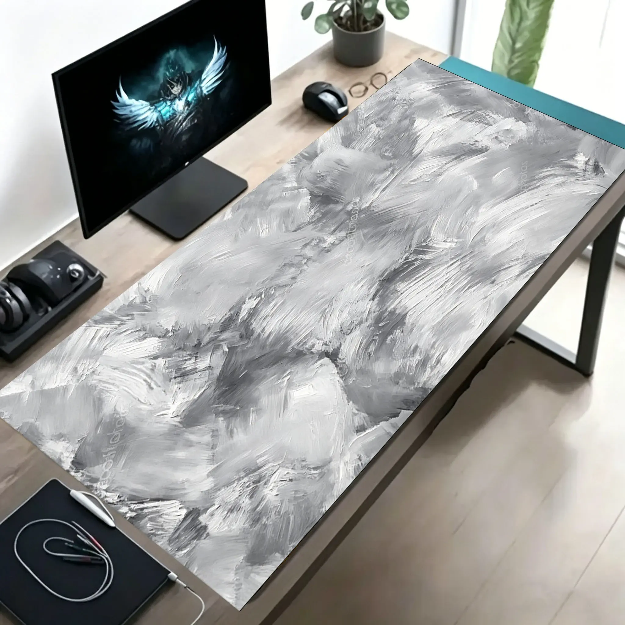 Silica Gel Mouse Pad, Thick Texture Abstract Oil Painting Large Size, Non-Slip Rubber Base, Washable and Durable, Ideal Gift