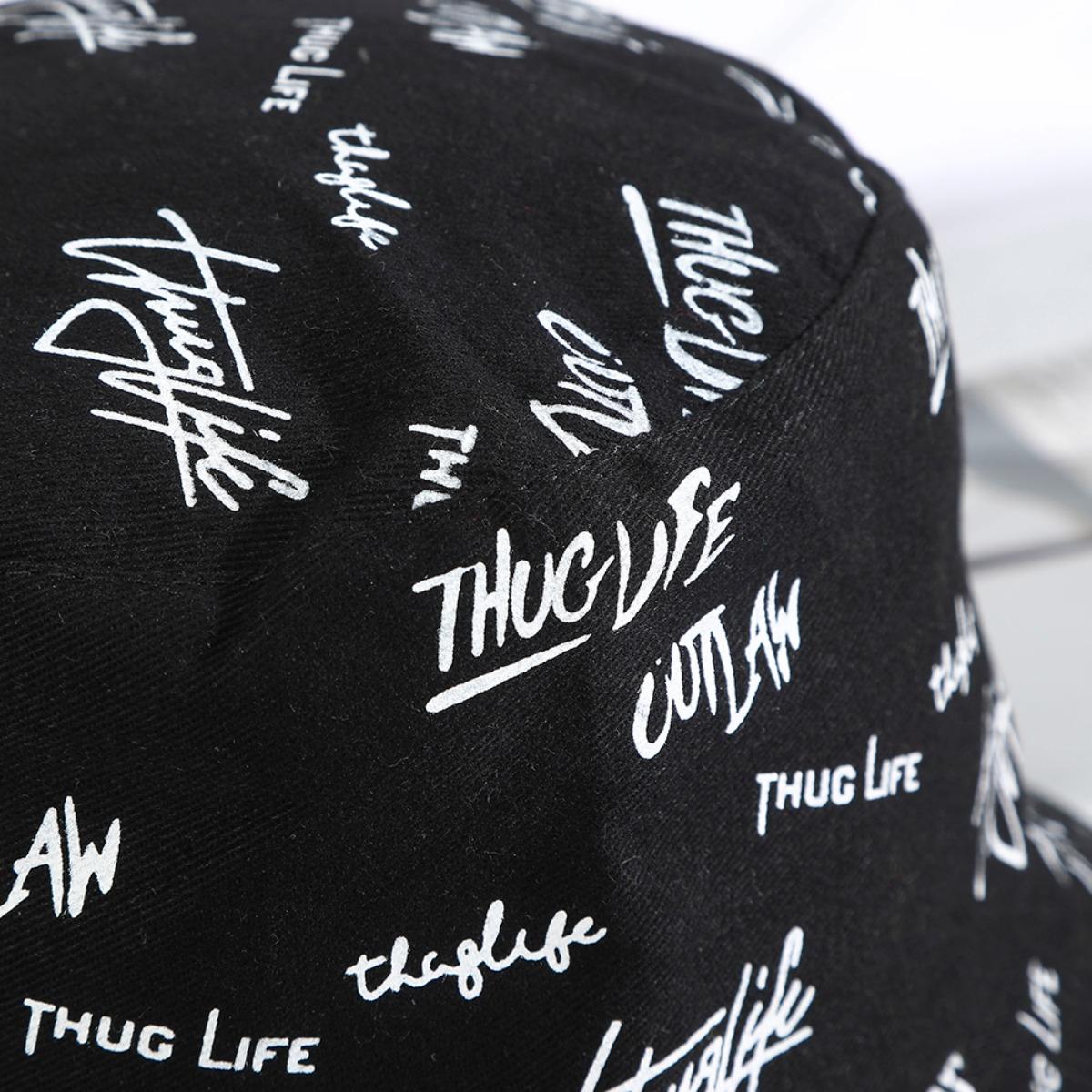 AWAYTR Unisex Double-Sided Fisherman Hat Summer General Sun Hat Trendy Letter Printing Wide Basin Hat Hip Hop Bucket Hat Outdoor