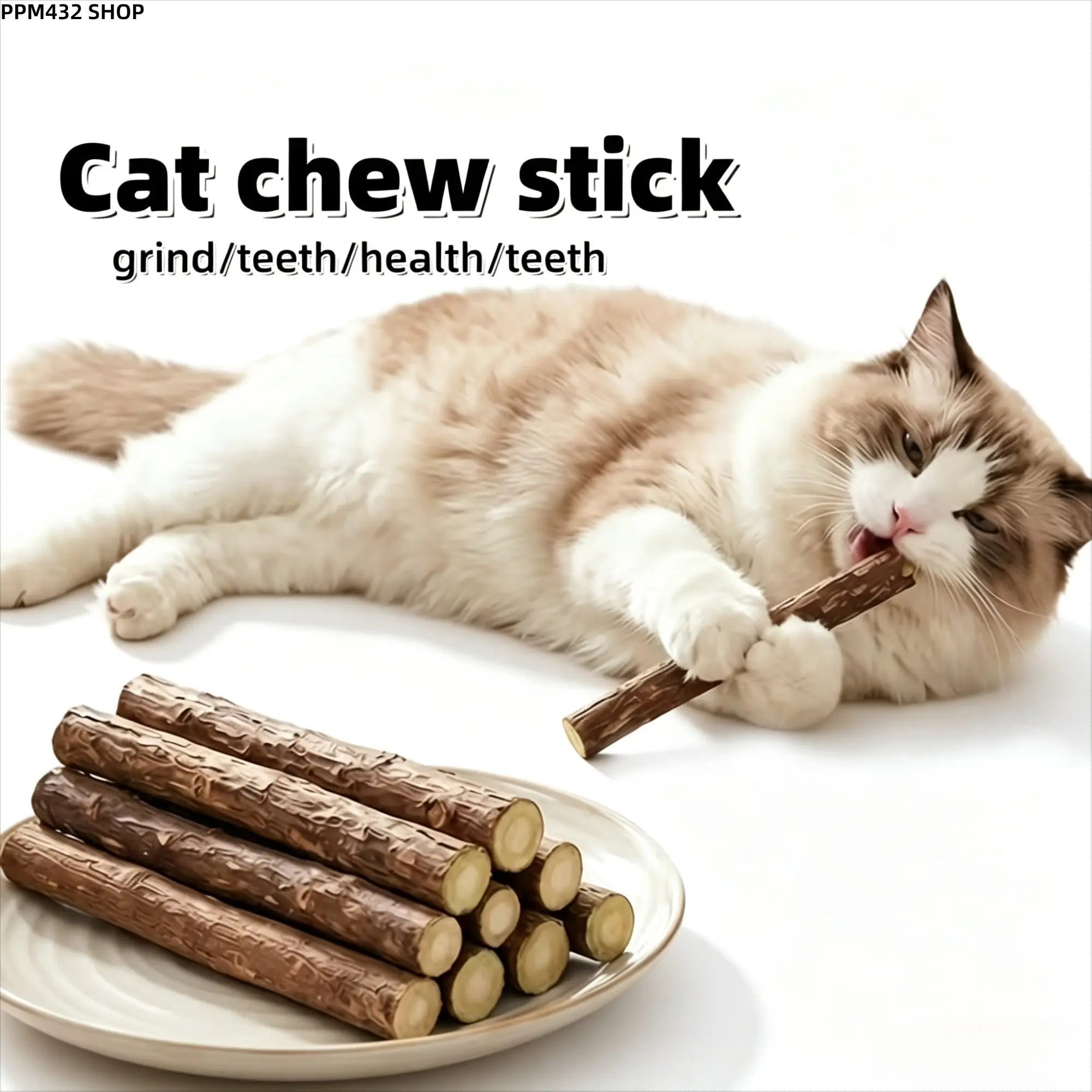 10Pcs Cat Chew Sticks, Wooden Cat Teething Toys, Interactive Chew Toys for Kittens, Cat Dental Care and Play Sticks for Indoor Cats