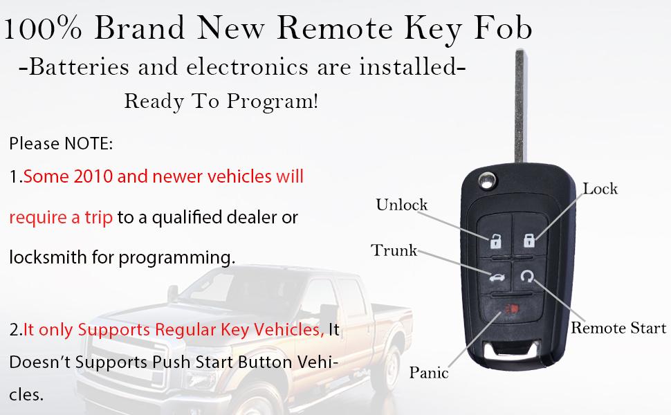 Key Fob Case Cover Replacement Fits for Chevy Cruze Camaro Impala Equinox GMC Terrain Buick Regal Lacrosse 2010 2011 2012 2013 2014 2015-2017 Keyless Entry Remote Control Key Fob Shell