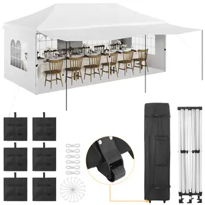 10x20 Ft Pop Up Canopy Tent With Extension Awning 6 Removable Sidewalls Heavy Duty Commercial Event Marquee Large Waterproof Party Tent With Transparent Windows Zipper Doors