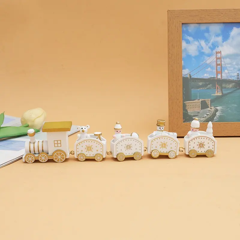 Hot New Christmas Train Decoration Children's Holiday Gift Window Display Desktop Ornament Wooden Small Gift