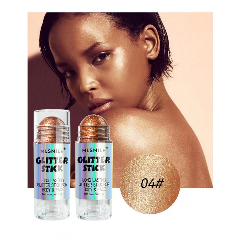 MLSMILE Glitter Stick - Multi-Use Highlighter for Face & Body, Long-Lasting Moisturizing Formula, 4 Color Options, Viral Luminous Makeup Bronzer Blend, 11g - 01# - Cosmetic