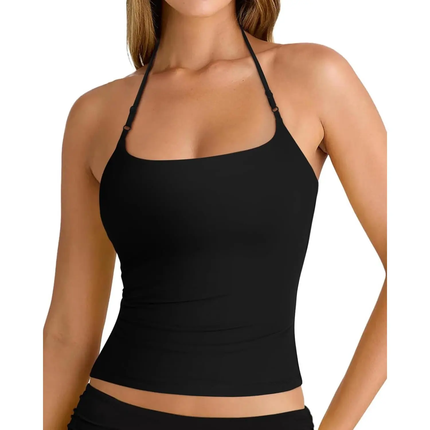 Women Halter Double Lined Tank Top Backless Going Out Camisole Crop Top