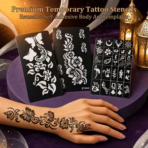 Henna Tattoo Stencils Kit, Reusable Hand Mehndi Tattoo Templates, Indian Arabian Floral Pattern Temporary Tattoo Sticker for Body Art DIY Makeup