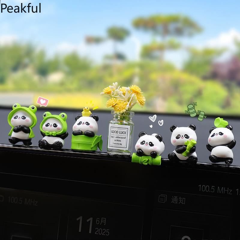 6PCS Cute Mini Panda Figurines – Kawaii Resin Animal Ornaments, Perfect for Desk & Garden Decor, Adorable Home Accessories & Kids' Toy Gifts, Charming Panda Collectibles for Any Room