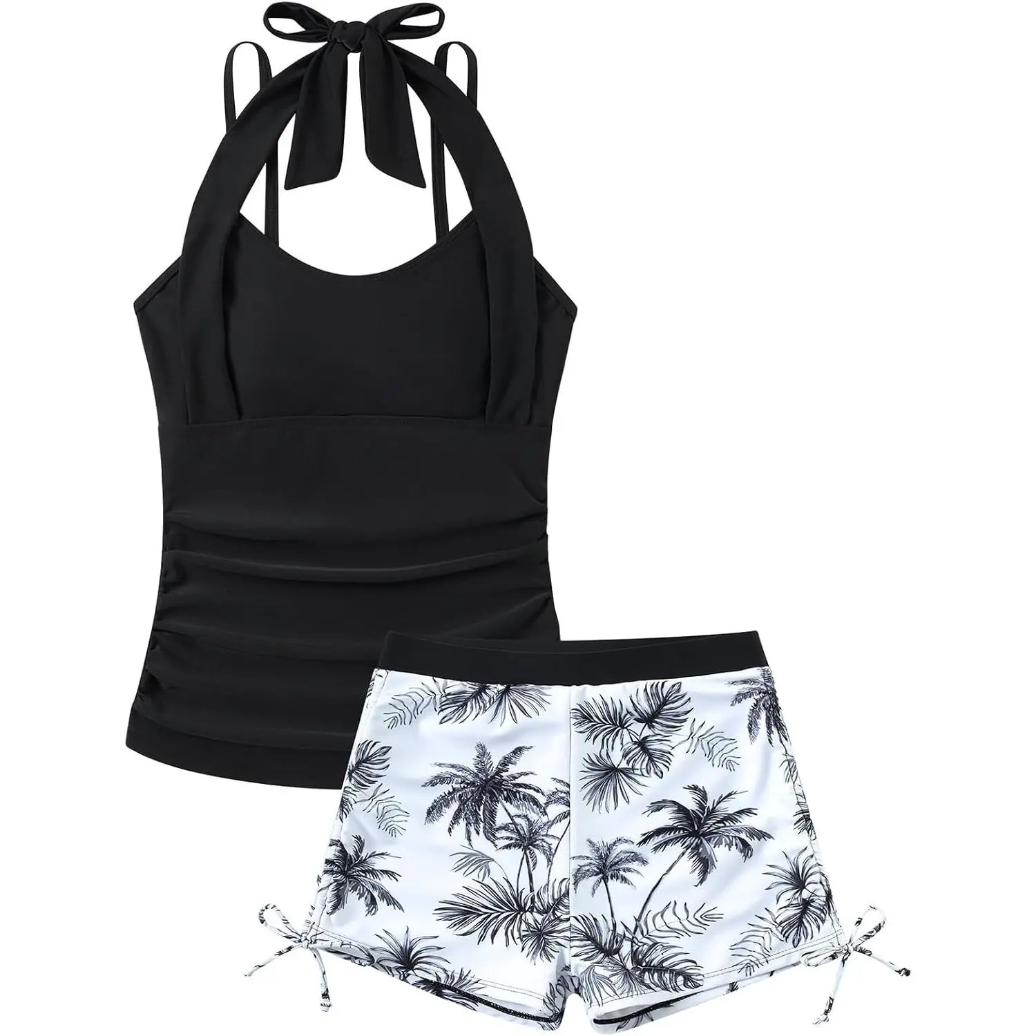 Girls 2 Piece Halterneck Tankini Swimsuit, Bathing Suit for Teens, Size 7-16