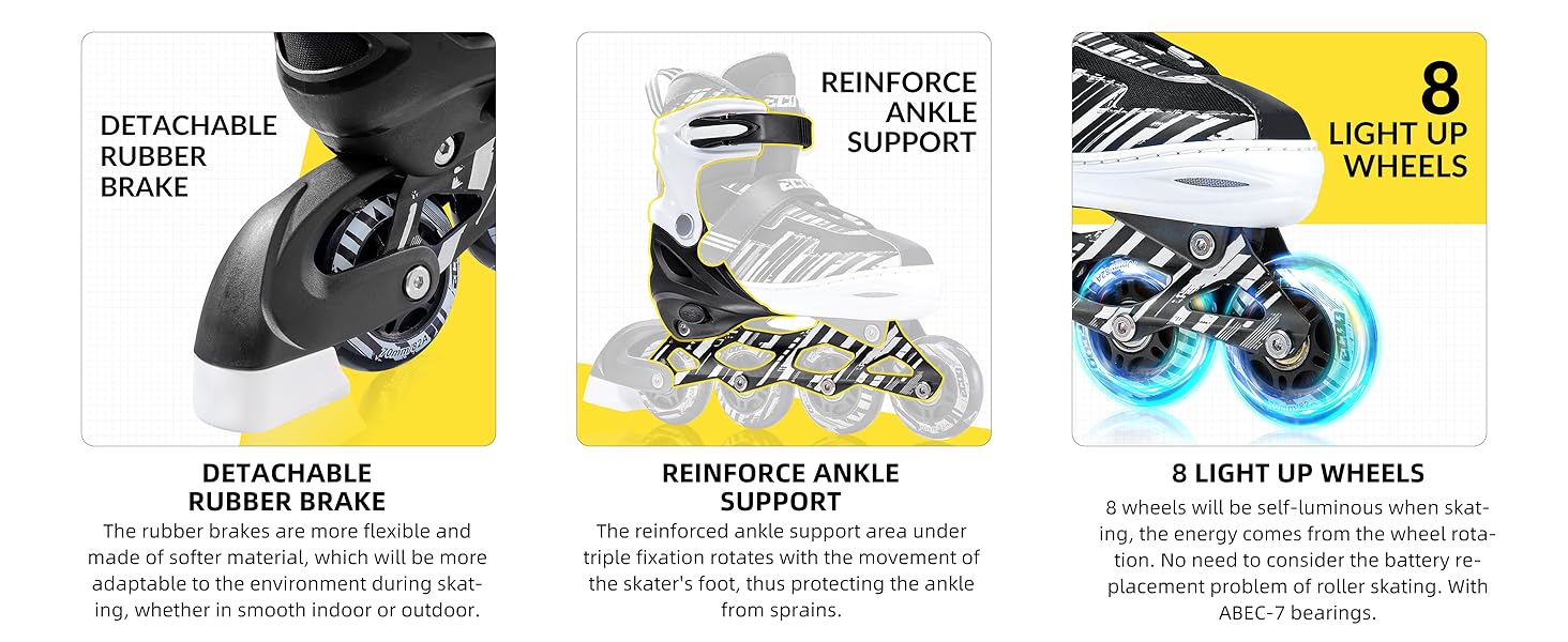 AGS Adjustable Inline Skates Boys and Girls Ages 5-8 8-12 with Light up Wheels,Roller Skates for Kids Ages 4-12, Teen Skates for Beginner Outdoor and Indoor