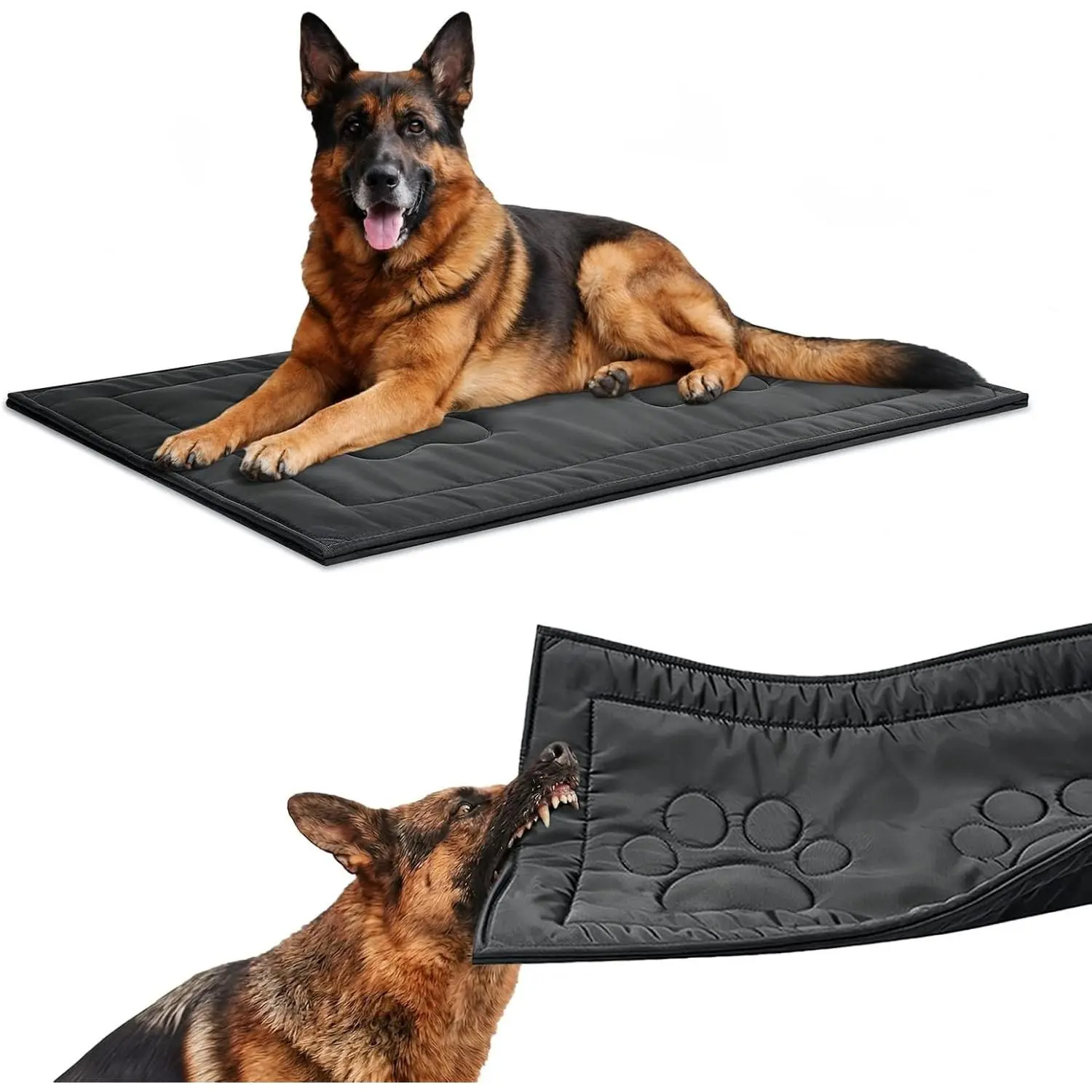 Chew Proof Dog Crate Pad for Aggressive Chewers, Indestructible Waterproof Dog Bed, Durable Machine Washable Dog Crate Mat for Large Dogs, Tough Indoor Outdoor Kennel Pad (Black, Large (28"x41"))