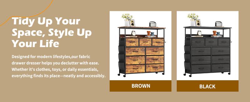 8/9 Drawer Dresser for Bedroom, Fabric Dresser with Side storage pockets, Storage Drawers, Fabric Storage Tower for Bedroom, Living Room, Hallway, Closet, Girls, Bedroom Furniture,Dresser for Storage,Storage Bin Cabinet, Storage Shelf