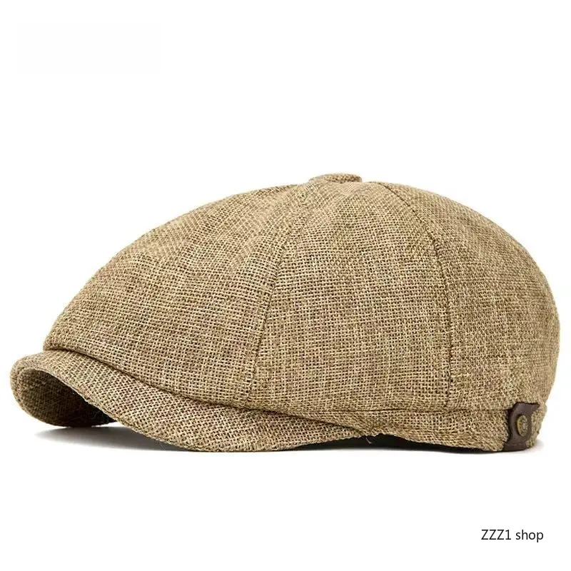 Men's Headwear Vintage Newsboy Cap, Unisex 8 Panel Classic Gatsby Ivy Hat for Casual and Outdoor Wear, Driving Caps, Gatsby Ivy Hats, Vintage Breathable Linen
