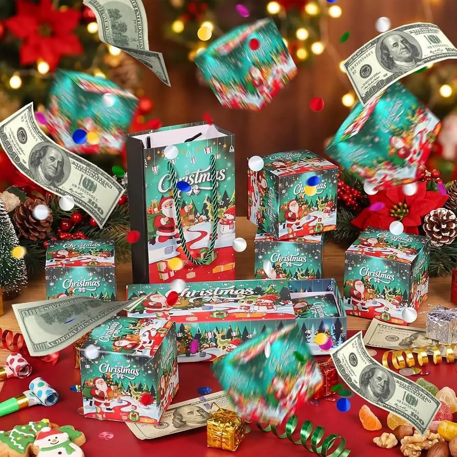 2026 New Pull-Tab Christmas Jump Box, Merry Christmas Foldable Bounce Envelope, 10-Piece Surprise Gift Box, Birthday Anniversary Valentine Proposal