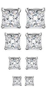 Jstyle 4 Pairs Stainless Steel Magnetic Stud Earrings for Men Women Silver Tone CZ Non-Piercing Clip On Stud Earrings Set 6-8MM Jstyle 4 Pairs Stainless Steel Magnetic Stud Earrings for Men Women Silver Tone CZ Non-Piercing Clip On Stud Earrings Set 6-8MM