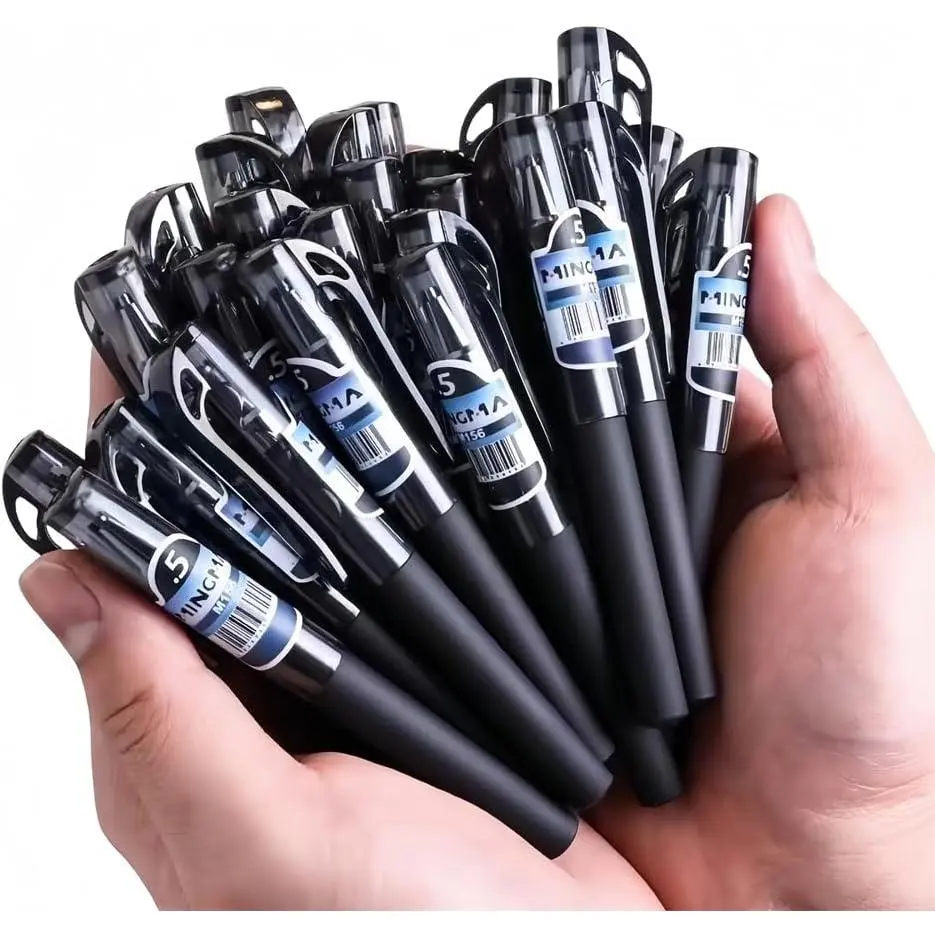 Portable Short Mini Pocket Pen Carry- Business Signature Pen, Office Working Traveling Writing, Minimalist Pens, Black Ink 0.5 mm (6/Pack)
