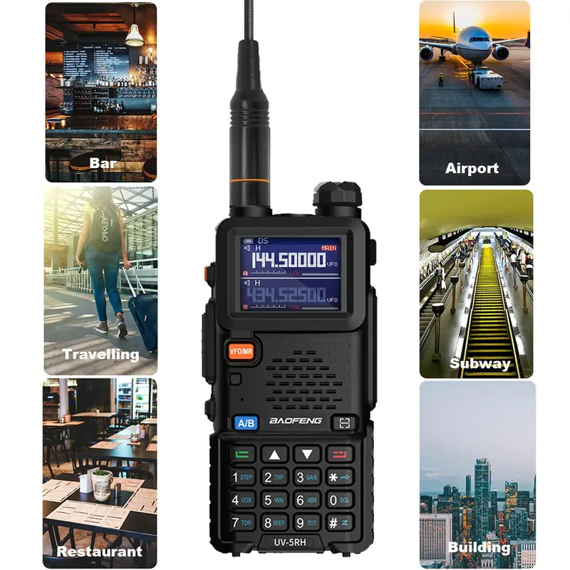 Baofeng Radio 5RH Handheld Walkie Talkie, Long-Range Two-Way Radio with NOAA Weather Receiver, Rechargeable, Durable, Copy-Frequency Function with 999 CH
