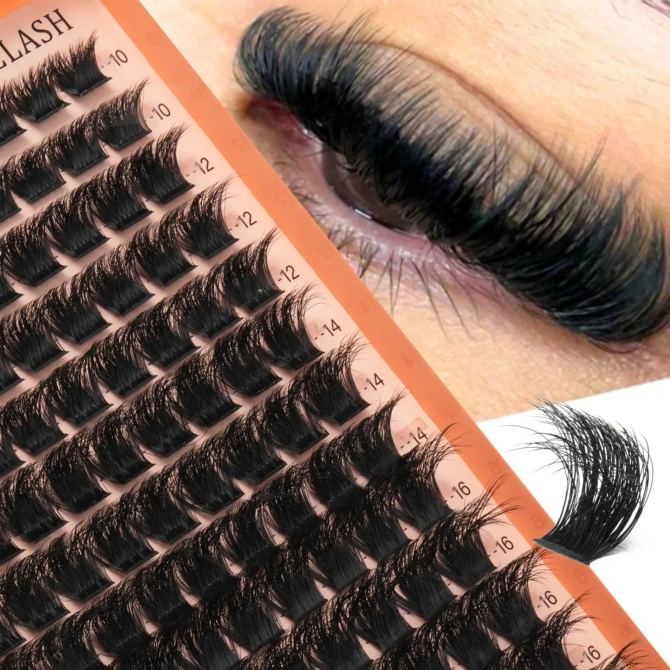 160pcs DIY False Lashes, 8-18mm 200D Volume, Reusable Single Fiber, Fluffy Natural Look, Perfect for Daily, Wedding, Party, Travel