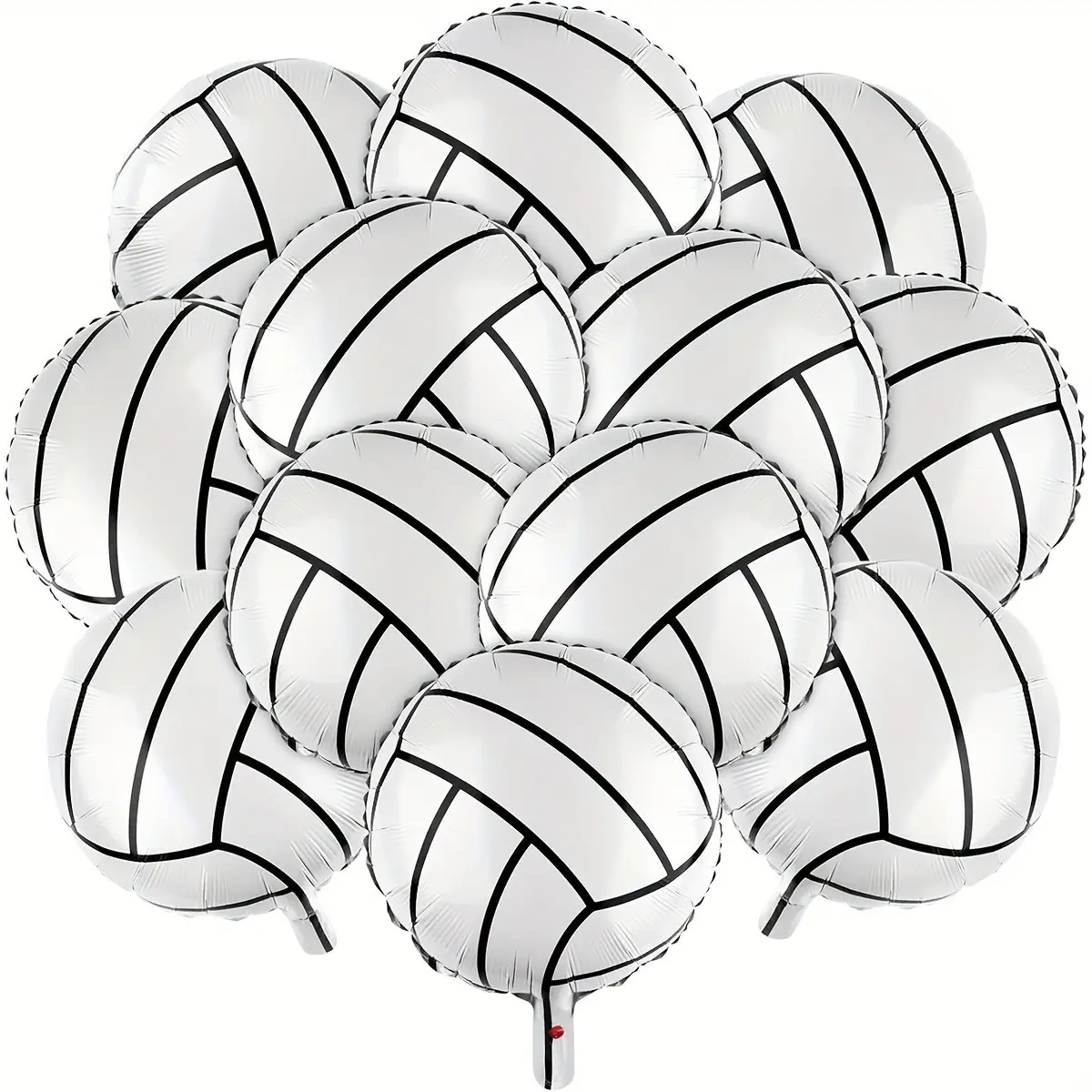12-Pack 18-Inch Volleyball Balloons, Aluminum Foil Material, Sports Party Decor, Birthday Party Supplies, Choking Hazard Warning