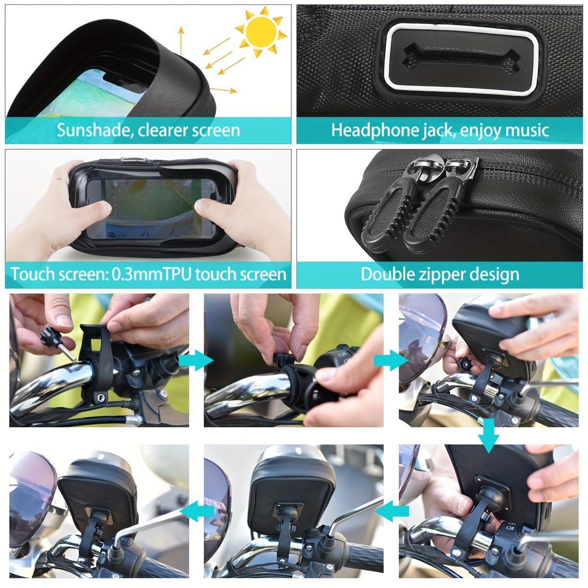 360° Rotatable Bicycle Motorcycle GPS Navigation Holder Waterproof Multi-function Mobile Phone Bracket Card Pack Bike Motorcycle Accessories