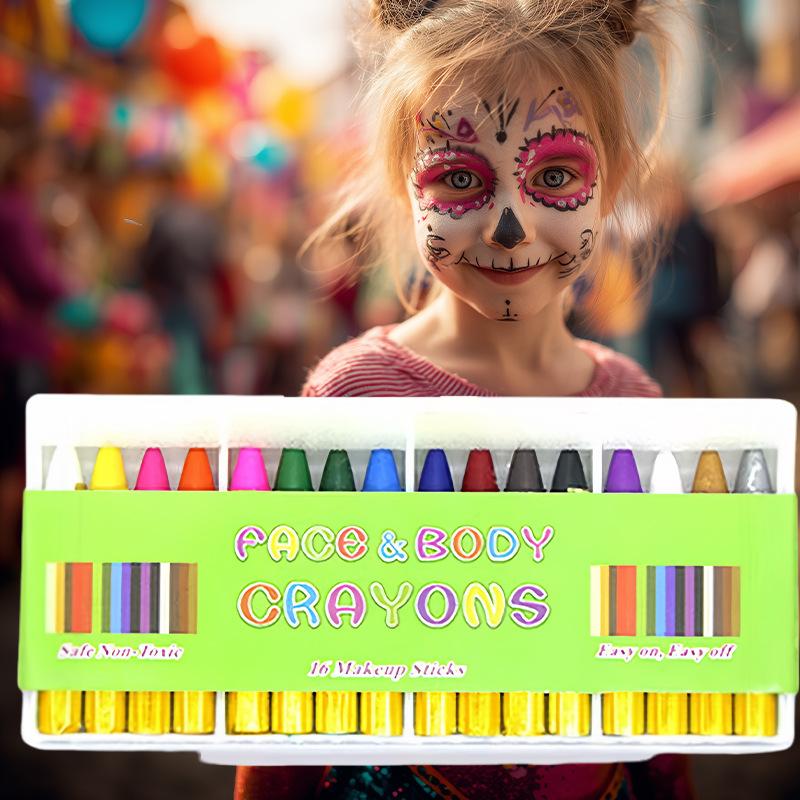 Children's 16-color DIY face paint makeup props Halloween Easter colored crayons Halloween supplies DIY hand-painted graffiti pens