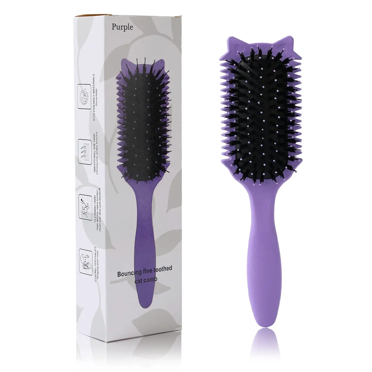 Curly Hair Brush, Curl Defining Brush for Effortless Curly Hair Care, Funny Cat Ear Type Curl Brush Suitable for Wet & Dry Hair,Women and Men,Reduces Frizz, Anti Frizz Brush