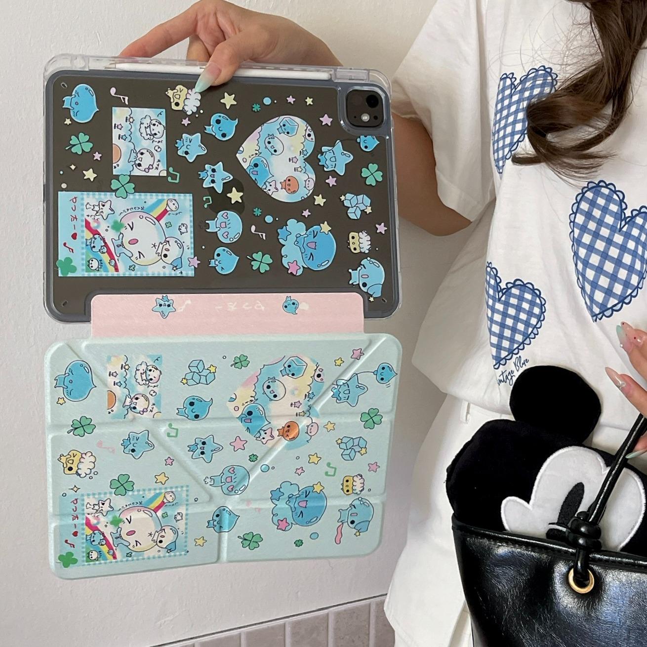 Summer Waterdrop iPad Case for 11th Gen, Lightweight and Thin Design, Pencil Slot, Drop Resistant for Mini 7/6 and Air 7/6, Tablet Casing