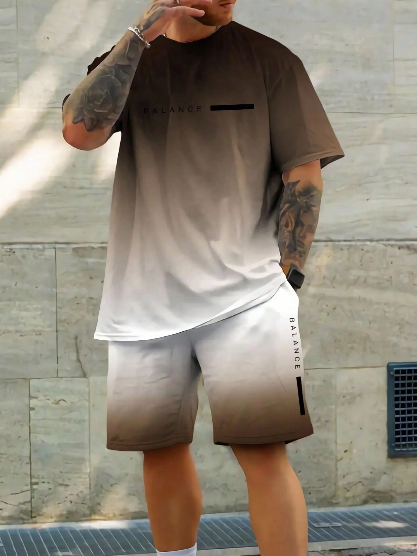 Men's Spring Summer Casual Short Sleeve Set, Trendy Print Shorts, Breathable Sport Style, Perfect Holiday Gift for Men