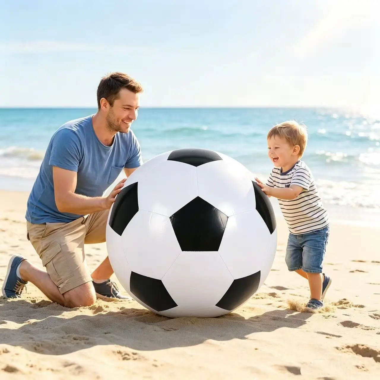 Giant Inflatable Football, Soccer balls, Foldable Outdoor Beach Water Play Football, Summer Pool Party Decorative Ball, Thickened Inflatable Ball for Parent-Child Outdoor Games, Inflatable Football for Festival Atmosphere Decoration (Air Pump Included)