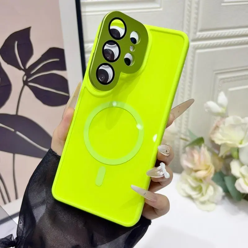 【Free.ship】S26 Ultra S25 S24 S23 Magnetic Glossy Hard Case - Military-Grade Shockproof Slim Fit Cover with Kickstand, Camera Protection Anti-Scratch Bumper Case, Solid Color