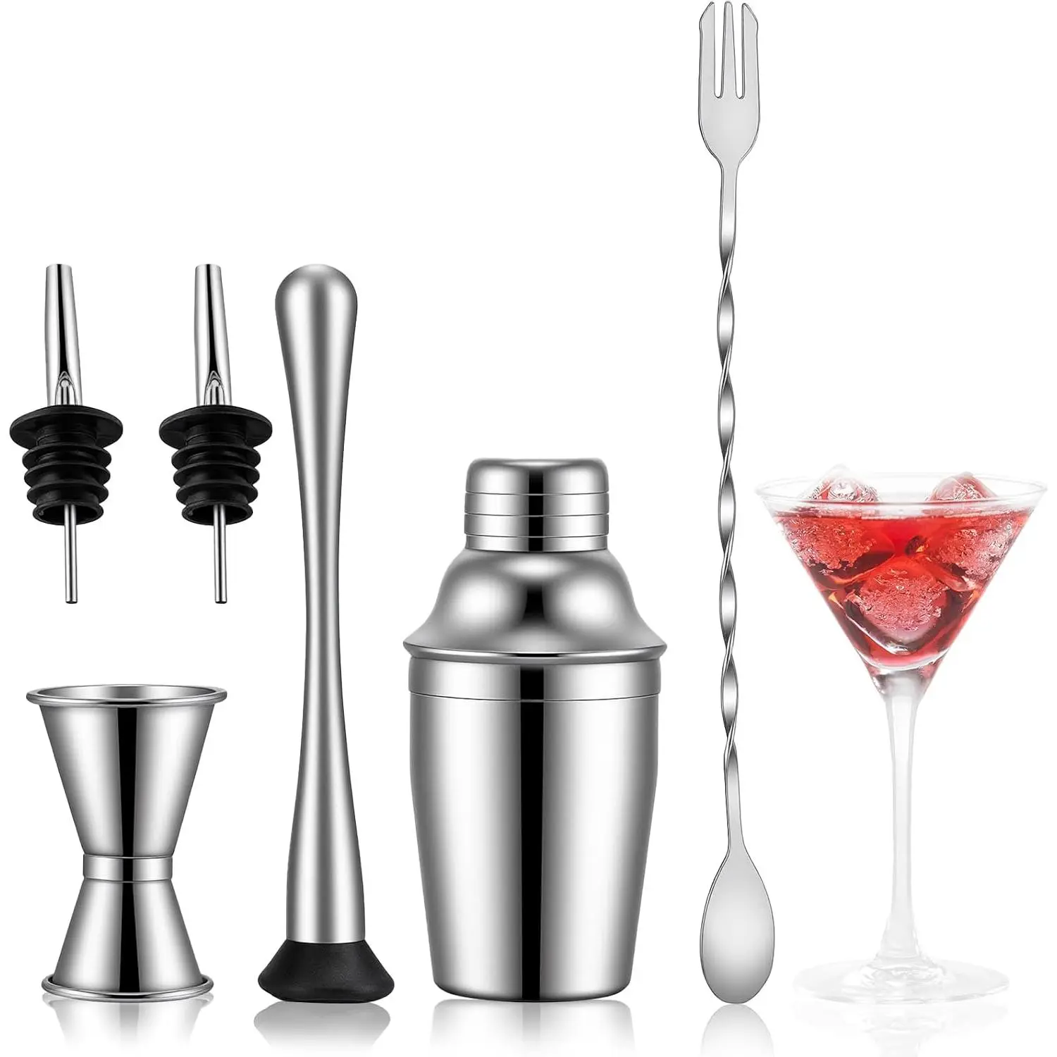 6 count 8oz Professional  Shaker Set with -in Strainer,Martini and Margarita Shaker for  Bar,  Bartending Kit  for Beginners (250ml/8oz)