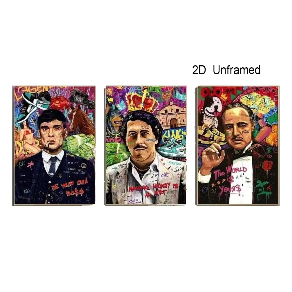 3-Piece Set   Frameless   Banksy Art Posters: Thomas Shelby, Pablo Escobar   Graffiti Wall Art, Canvas Prints for Living Room and Home Decor