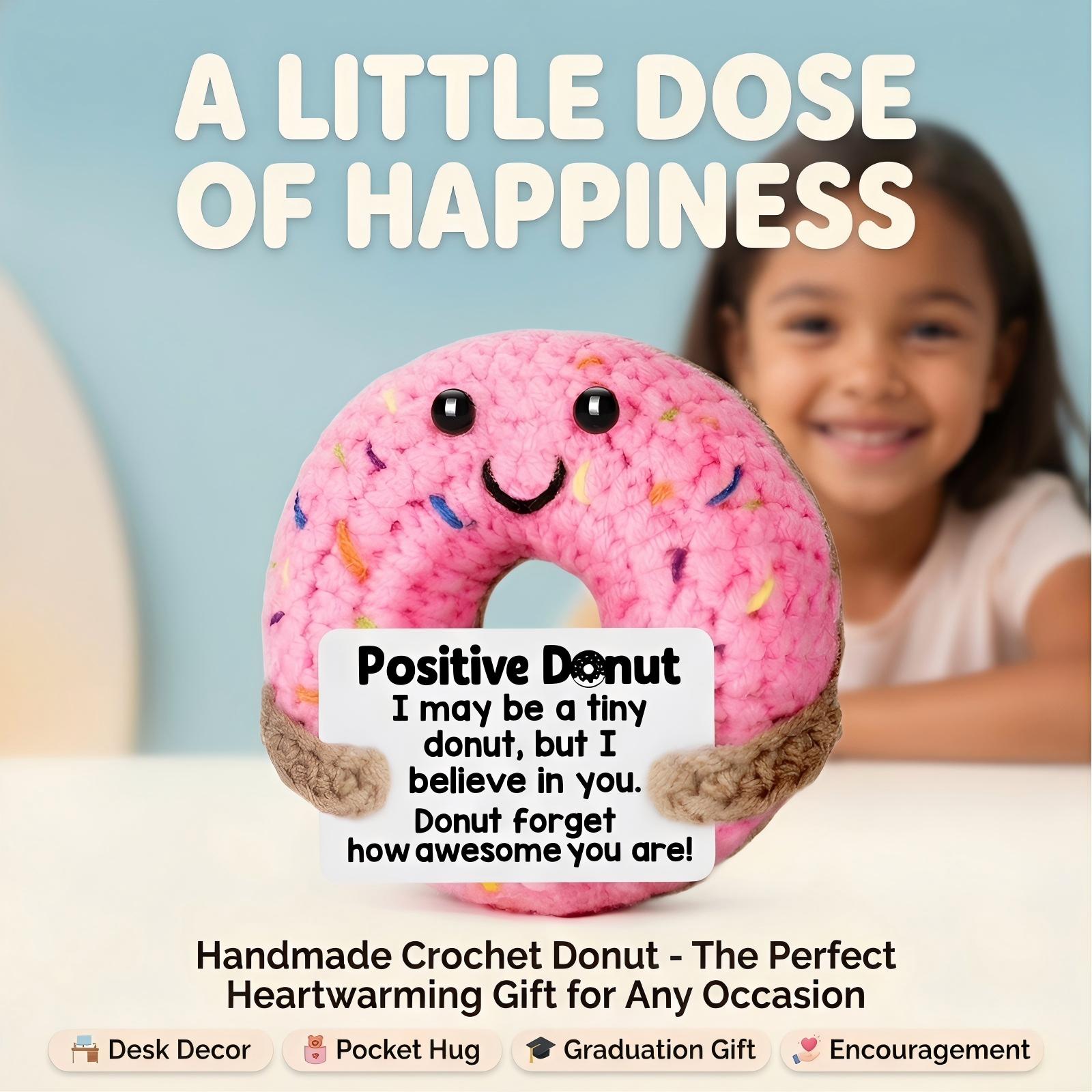 Mini Hand Knitted Donut Plush Toy, Super Soft Cozy Stress Relief Buddy, Cute Keychain Bag Pendant Backpack Charm, Desk Car Home Decor Aesthetic, Sweet Gift For Birthday Valentines Mothers Day Teachers Graduation, Unique Handmade Stuffed Animal Collectible