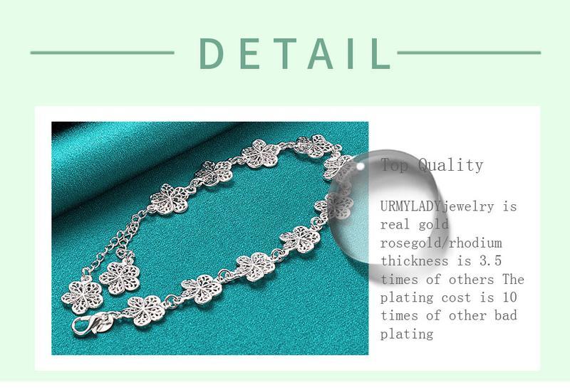 Hot wedding 925 sterling silver bracelet beautiful flowers for women classic high quality fashion jewelry wholesale 20CM